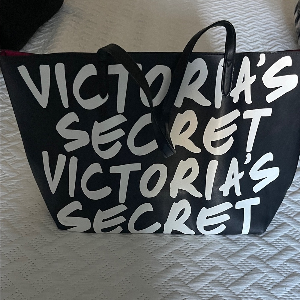 Victoria's Secret Black and White Faux Logo Tote